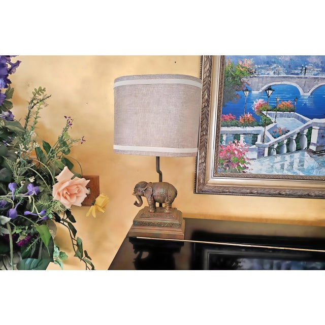 Mid-Century Modern Elephant Table Lamp With Shade by Carolina Pottery For Sale - Image 12 of 12