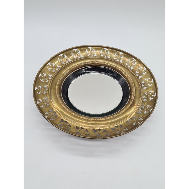 Hollywood Regency Regency Style Wall Mirror in Brass Openwork Frame, England, 1970s For Sale - Image 3 of 10