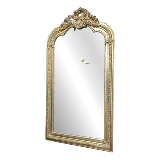 Large Vintage French Mantel Mirror in Wooden Frame, 1950s For Sale