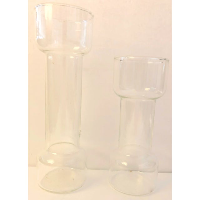 Vintage Set Clear Glass Vases For Sale - Image 4 of 5