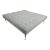 Oversized Square Tufted Ottoman in Light Grey Velvet With Solid Cast Steel Legs For Sale