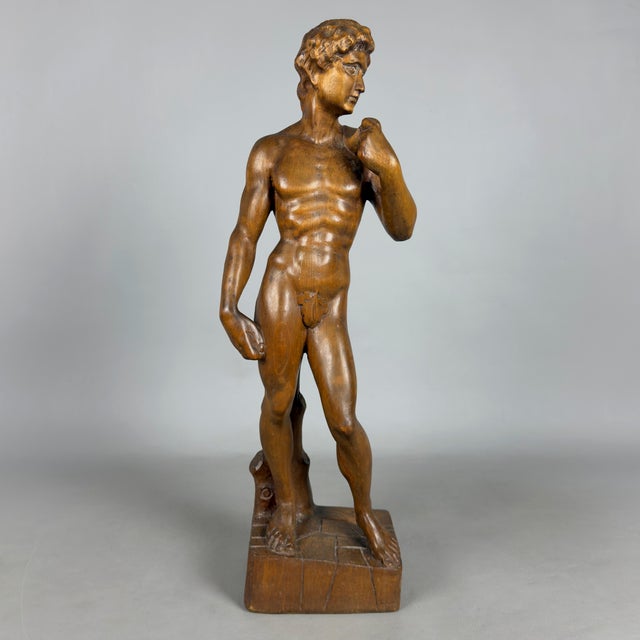 Artigianale, David Sculpture by Michelangelo Statue, 1960s, Wood For Sale - Image 11 of 11