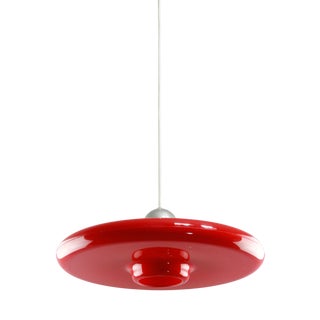 Space Age Saucer Pendant in Red Acrylic Glass from Guzzini, 1960s For Sale