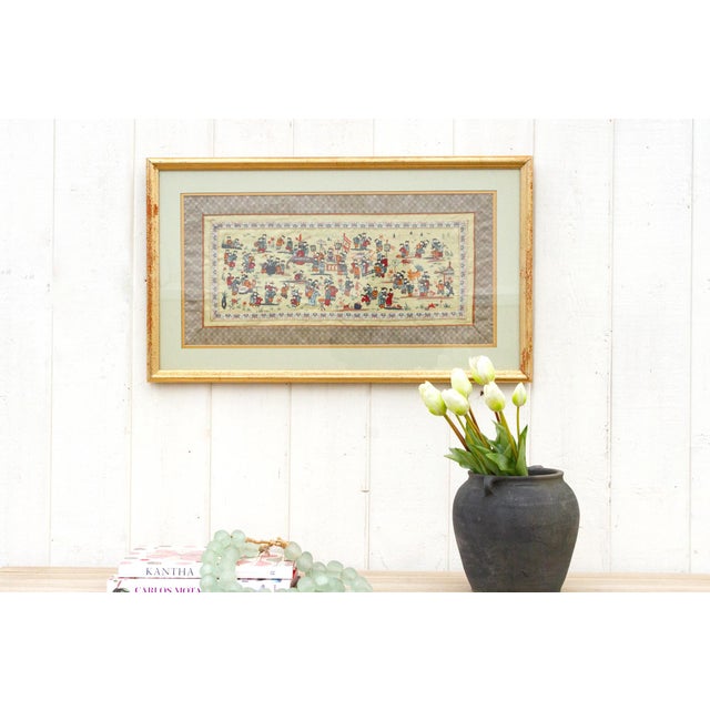 Asian Antique Antique Framed Grand Procession Embroidery For Sale - Image 3 of 11