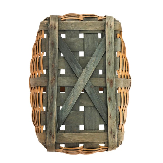 Vintage Hand Woven Fixed Handle Basket, 1900's For Sale - Image 10 of 10