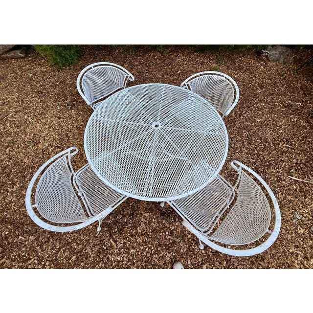 1970s 1970s Woodard “On the Terrace” Wrought Iron Patio Dining Set by Carolina Forge, Set of 5 For Sale - Image 5 of 12
