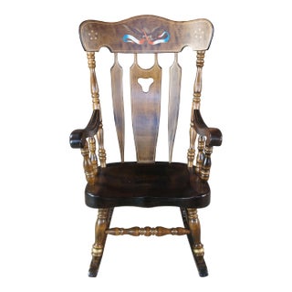Late 19th Century S Bent Brothers Colonial Maple American Eagle Bicentennial Rocking Chair Rocker For Sale