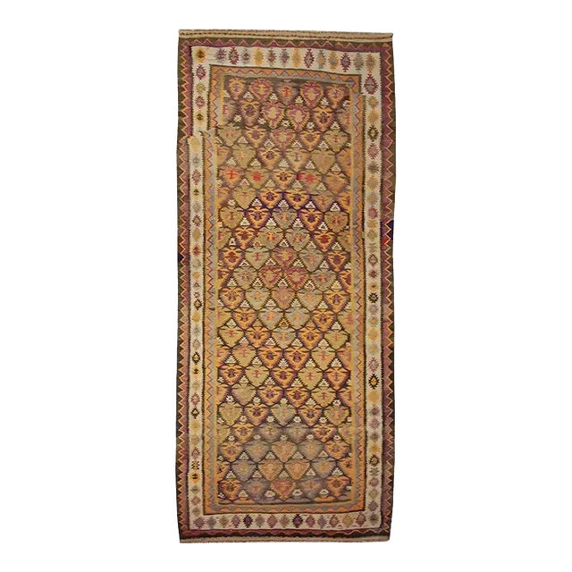 Early 20th Century Qazvin Kilim Runner For Sale