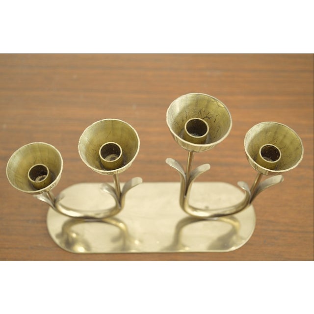 1960s Four-Armed Brass Candleholder by Gunnar Ander for Ystad Metall, Sweden, 1960s For Sale - Image 5 of 8