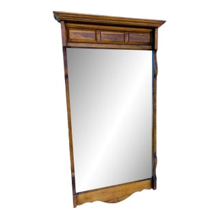 1960s Solid Maple Wood Colonial / Country Style Wall Mirror For Sale