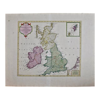 England, Scotland & Ireland: A Hand Colored Map of Great Britain by Tirion For Sale
