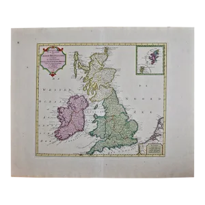 England, Scotland & Ireland: A Hand Colored Map of Great Britain by Tirion
