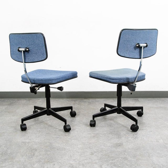 1960s Mid Century Modern Office Chair Pair Task Swivel Work Blue Rasmussen Labofa Two For Sale - Image 4 of 11