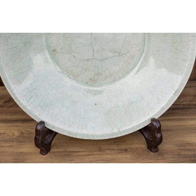 Ceramic Antique Chinese Ming Dynasty Longquan Celadon Charger, 1644 For Sale - Image 7 of 18