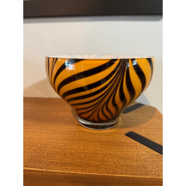 Vintage Blown Glass Tiger Stripe Vase For Sale - Image 4 of 5