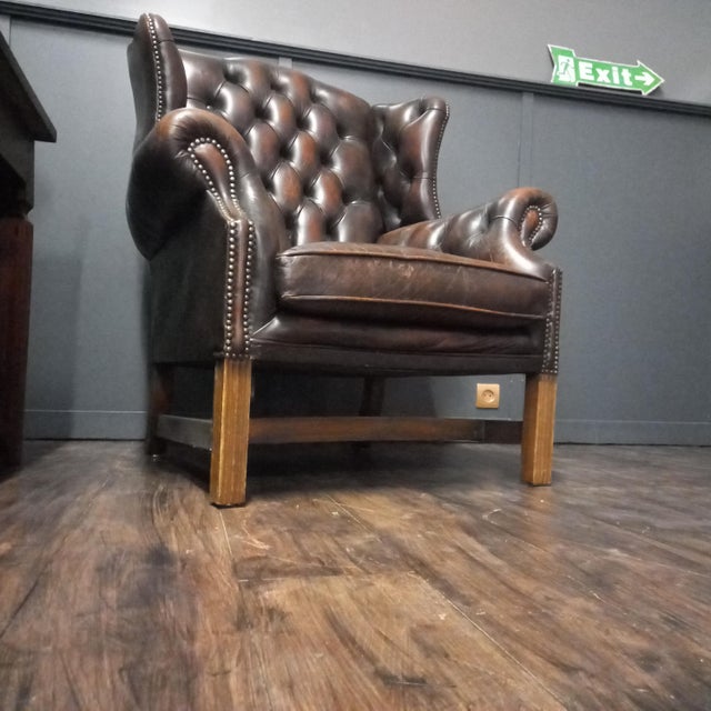 Vintage Chesterfield Wingback Club Chair, 1970s For Sale - Image 15 of 17