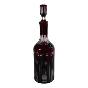 1940s Red Cut to Clear Bottle Decanter