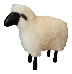 Lalanne Style Wood and Sheepskin Sheep Stool