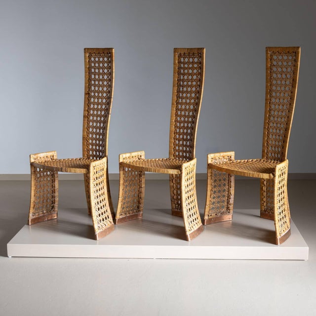 Set of Six Rattan Side Chairs, attr. to Danny Ho Fong for Tropi-Cal, Italy 1970s For Sale - Image 4 of 18