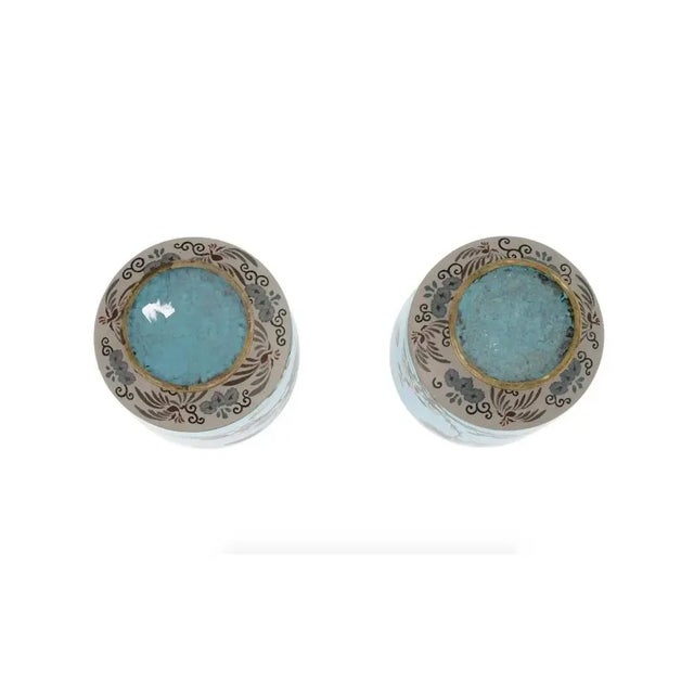 Paint Late 19th Century A Pair of Meiji Era Japanese Cloisonne Enamel Cherry Blossom and Geometric Pattern Vases For Sale - Image 7 of 8