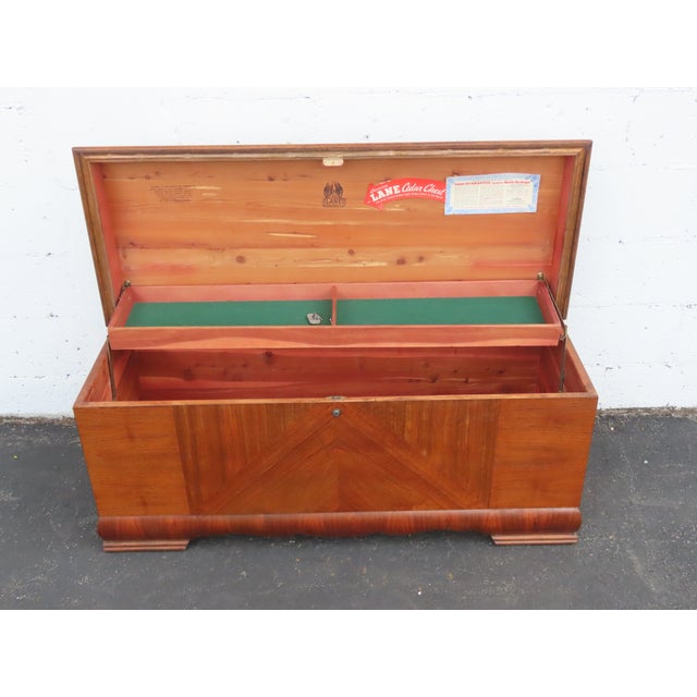 Lane Art Deco Waterfall Inlay Cedar Chest Blanket Trunk 6619 For Sale - Image 16 of 18