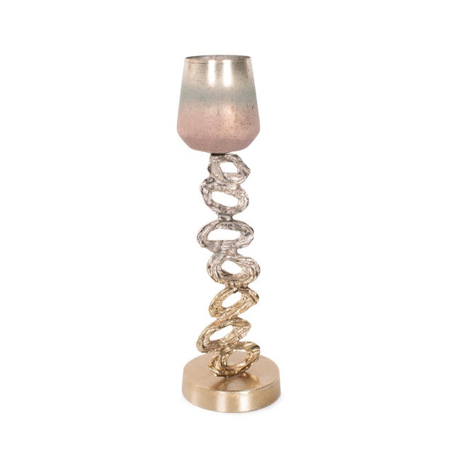 Kenneth Ludwig Chicago Teresina Gold Ombre Candleholder- Short For Sale - Image 4 of 11