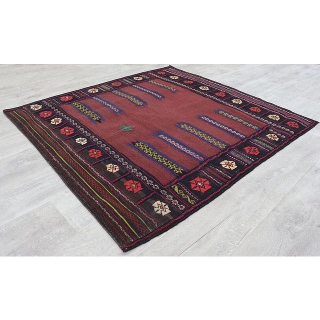 Vintage Handwoven Sofreh Kilim, 1920s For Sale - Image 4 of 12