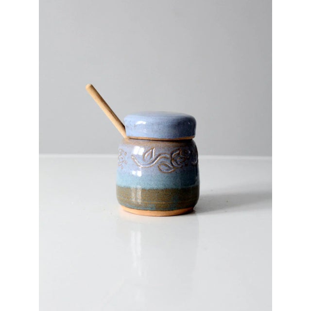 Contemporary Crisman Studio Pottery Honey Jar Circa 1994 For Sale - Image 3 of 8
