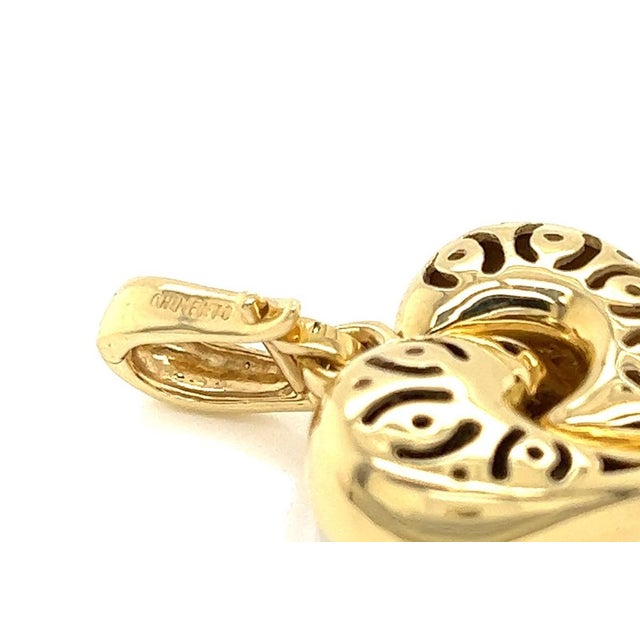 Metal Mid 20th Century Chimento 18k Two Tone Gold Puffy Heart Pendant Charm Italy Designer For Sale - Image 7 of 9