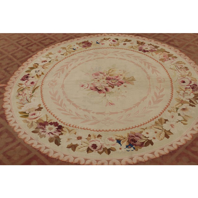 Late 18th Century Antique French Aubusson Square Rug With Floral Medallion - Rug & Kilim For Sale - Image 5 of 9