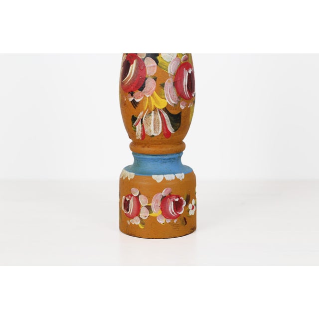 1970's Italian Folk Art Tall Hand-Painted Wooden Pepper Mill For Sale - Image 4 of 11
