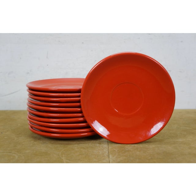 Late 20th Century Late 20th Century 43 Pc Isg Italy Red Ceramic Porcelain Plates Bowls Mugs Dinnerware Set For Sale - Image 5 of 9