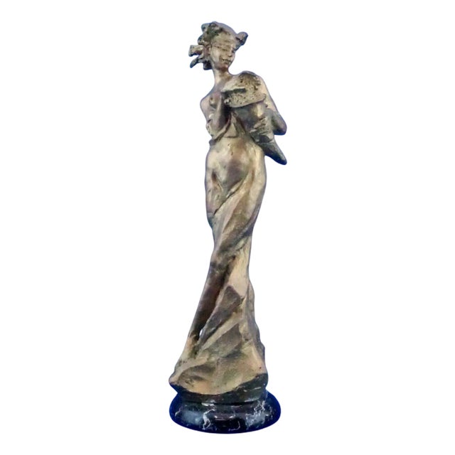 Large 20th Century Gilded Bronze Sculpture of Goddess of Fortune by Félix Schivo, Italy For Sale