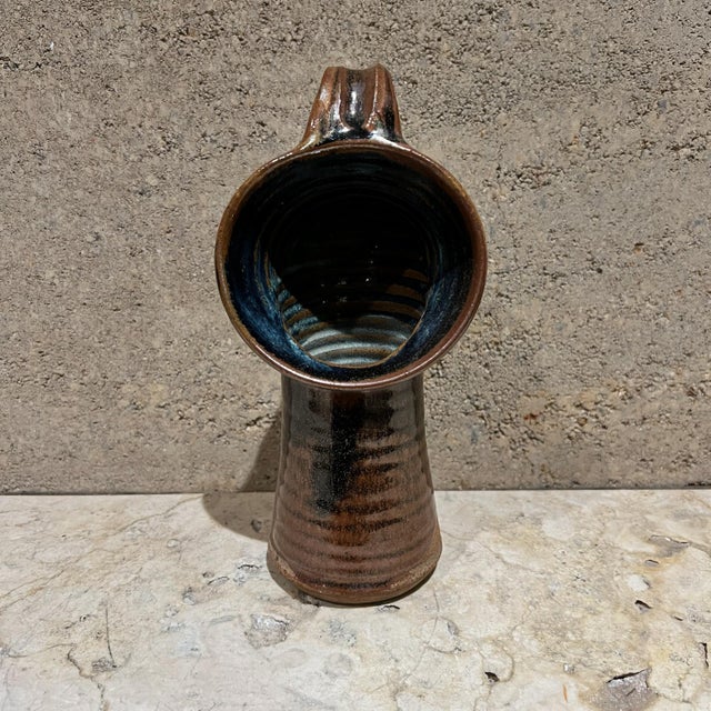 Modern Studio Art Pottery Angled Flower Vase For Sale - Image 11 of 11