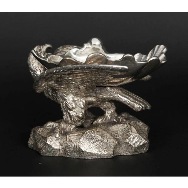 Metal Antique Victorian Silver Plated Eagle Salts, 1800s, Set of 2 For Sale - Image 7 of 15