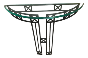 Glass and Metal Iron Console Side Table