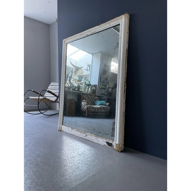 Glass Vintage Mirror in White Frame For Sale - Image 7 of 7