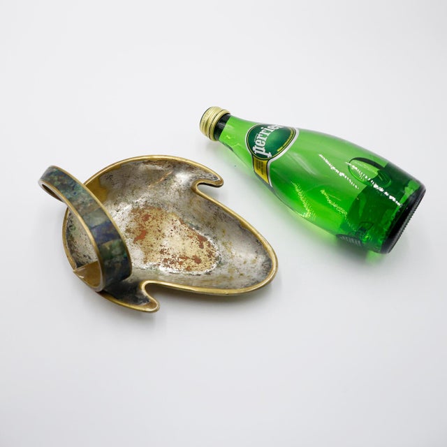 Los Castillo Silver Plated Dish by Los Castillo with Malachite Inlays For Sale - Image 4 of 4