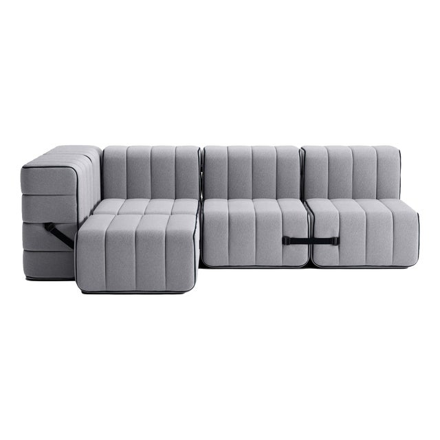Modular Three-Seater Sofa in Jet Fabric by Ambivalenz, Set of 9 For Sale