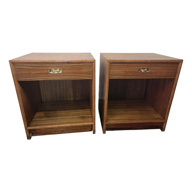 Mid Century Modern Pair Nightstands Drexel "Composite" Line 1960 Barney Flagg Designer For Sale