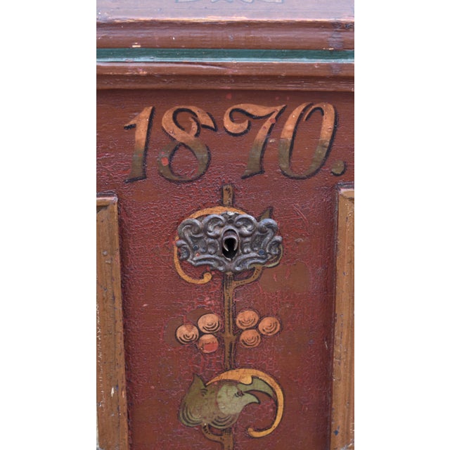 Late 19th Century Pine Trunk or Blanket Chest in Original Decorative Paint For Sale - Image 10 of 12
