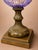 Vintage Amethyst Carnival Glass Hurricane Lamp With Brass Base & Crystal Prisms For Sale In Las Vegas - Image 6 of 6