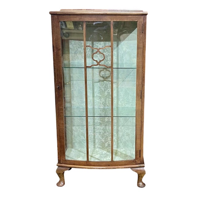 English Walnut Display Cabinet, 1950s For Sale