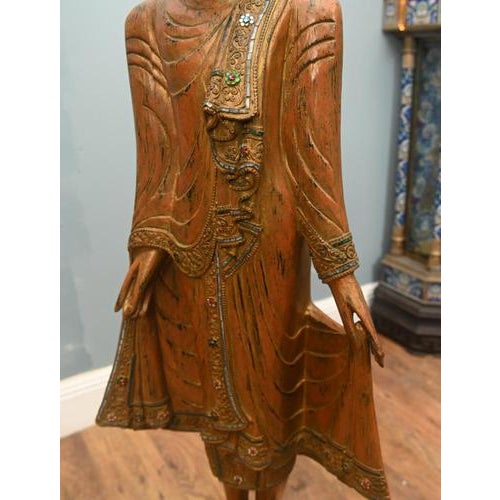Large Burmese Carved Buddha Statue For Sale - Image 15 of 18