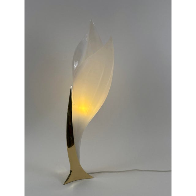 Metal Modernist Acrylic and Brass Table Lamp by Maison Rougier, 1970s For Sale - Image 7 of 18