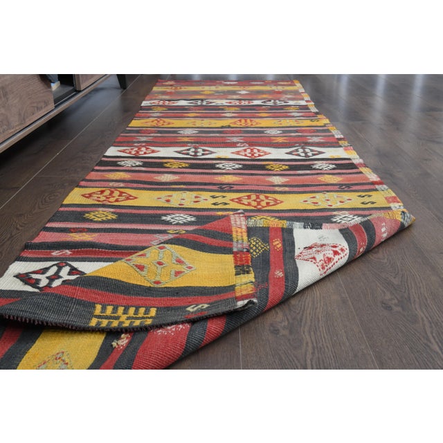 Vintage Turkish Hand-Knotted vintage rug is a semi-antique vintage runner rug.'70s Eastern region of Turkey's unique rug...