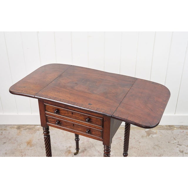 Regency 2-Drawer Pembroke Side Table With Tapered Legs on Caster C. 1820 For Sale - Image 11 of 11