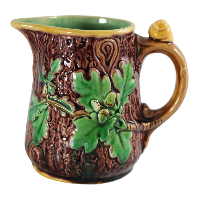 Antique Minton Majolica Oak Jug/Pitcher With Snail Handle - Room  