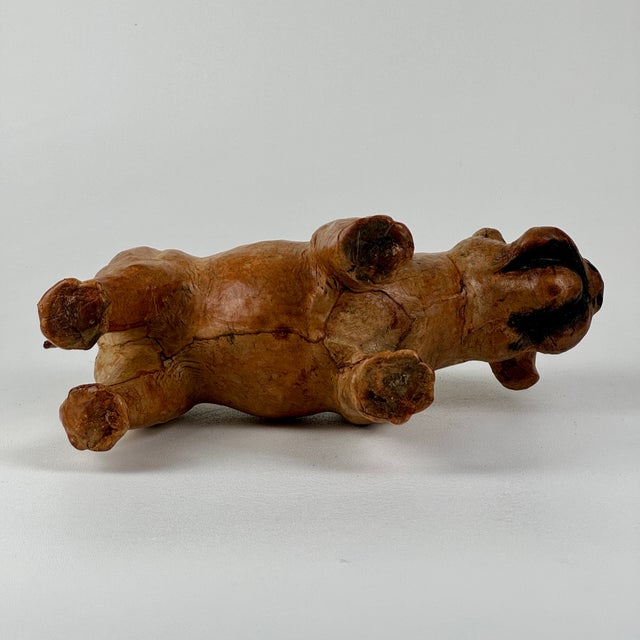 Tan 1970s Vintage Handmade Tan Leather French Bulldog Sculpture Figurine For Sale - Image 8 of 11
