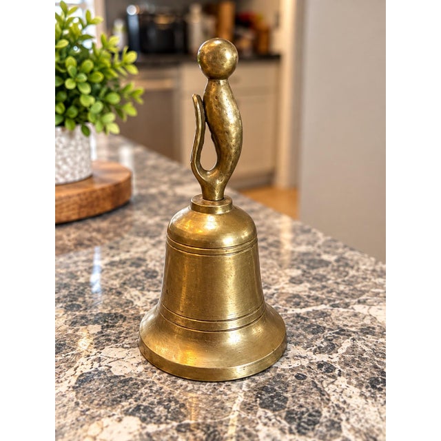 Traditional Vintage Solid Brass Bell With Sculptural Handle – 3.75” For Sale - Image 3 of 3